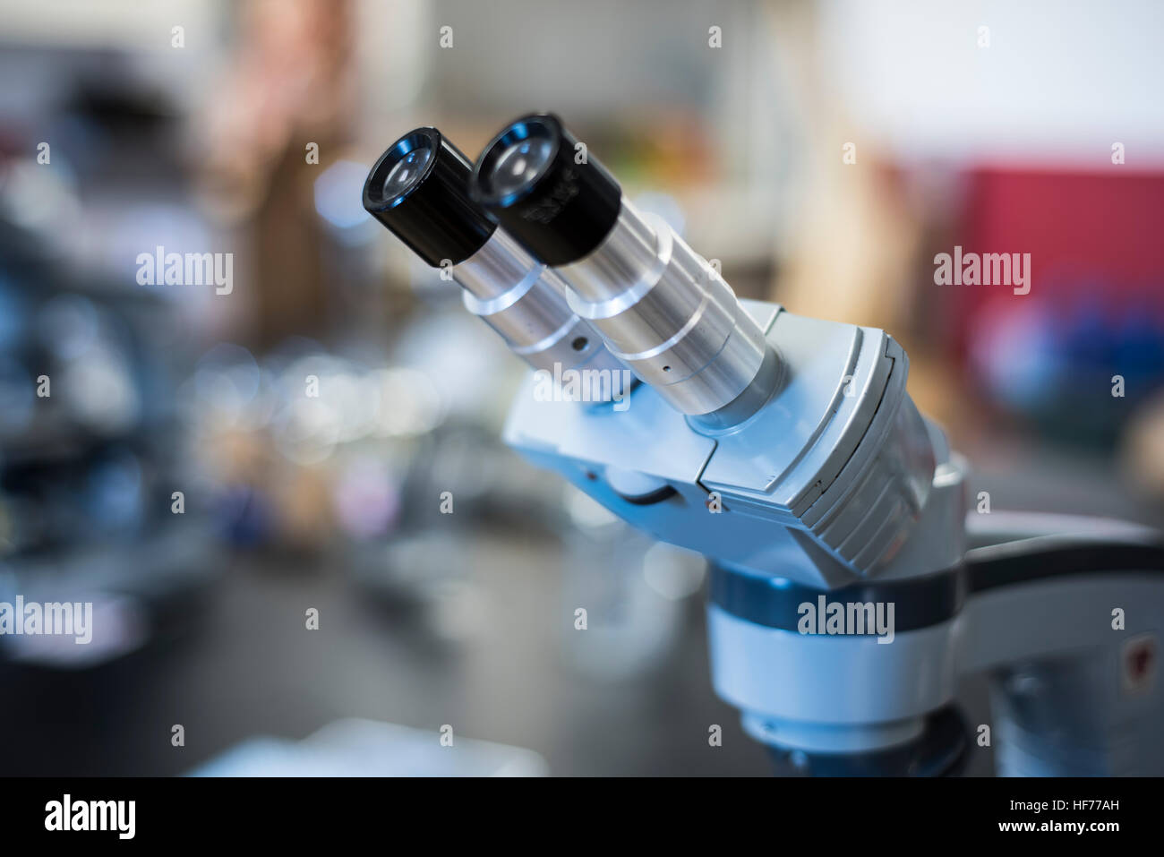Microscope research inside laboratory Stock Photo