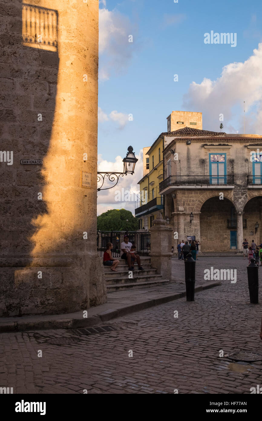 Shadow on the wall of the Cathedral in La Havana, Cuba. Stock Photo