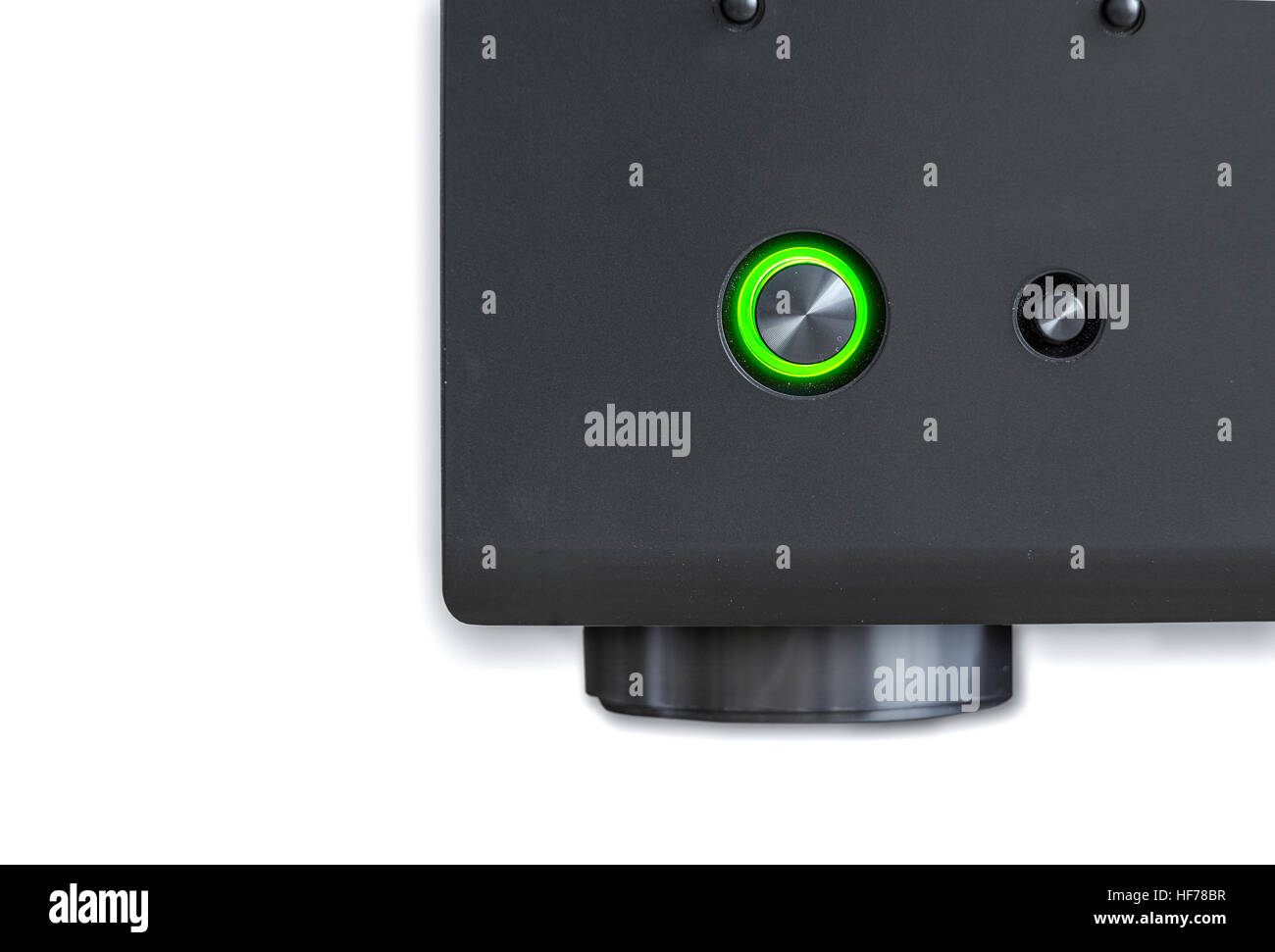 Corner AV receiver with the green power button Stock Photo Alamy