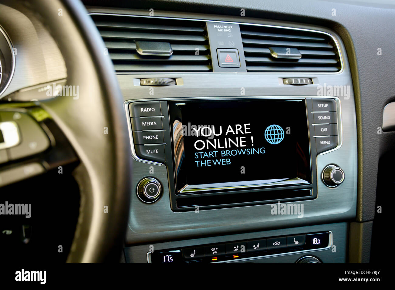 Browse internet in your car Stock Photo