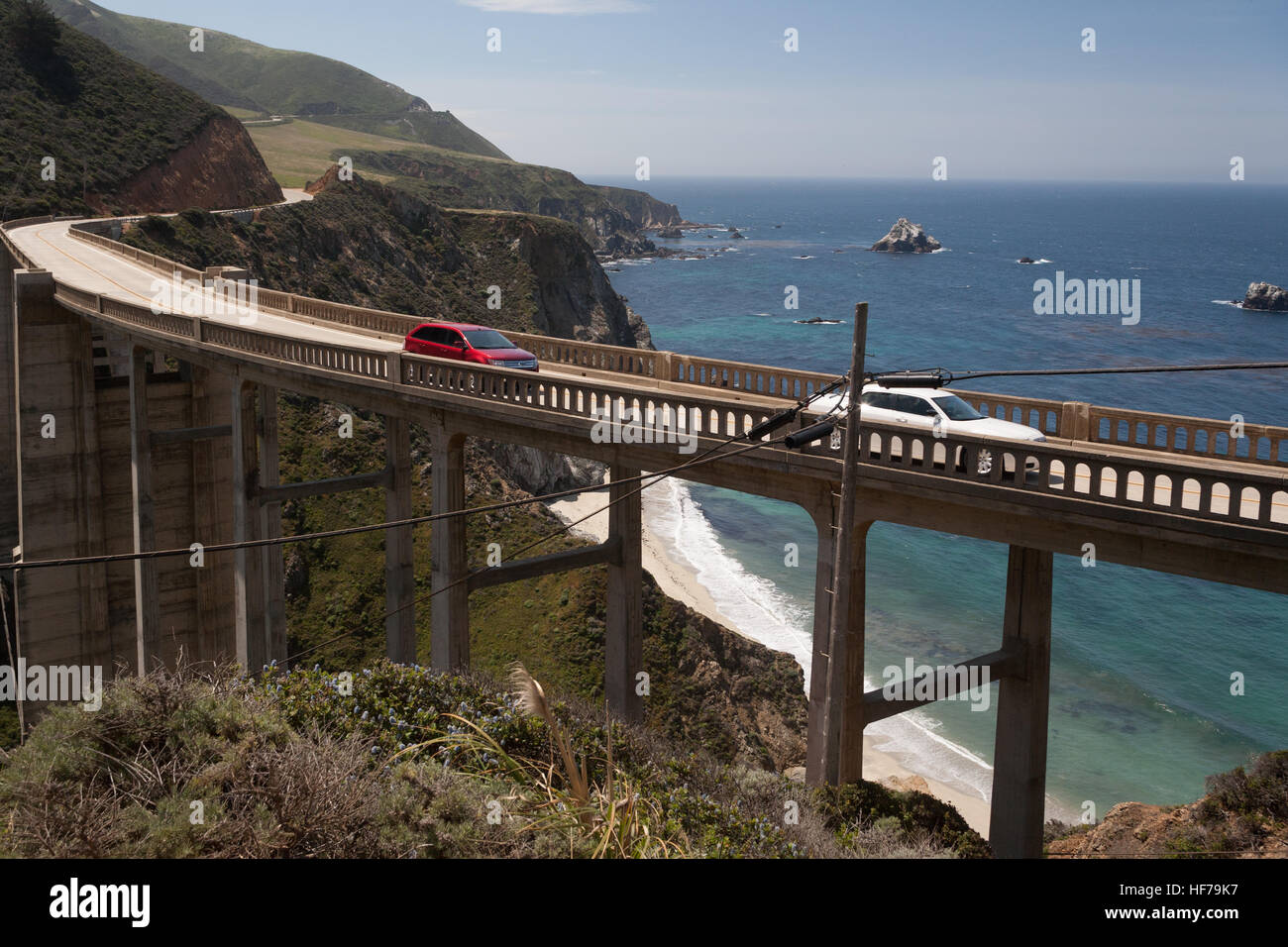 car,cars,on,winding,slow,scenic,road,At, Bixby, Bridge, on, National