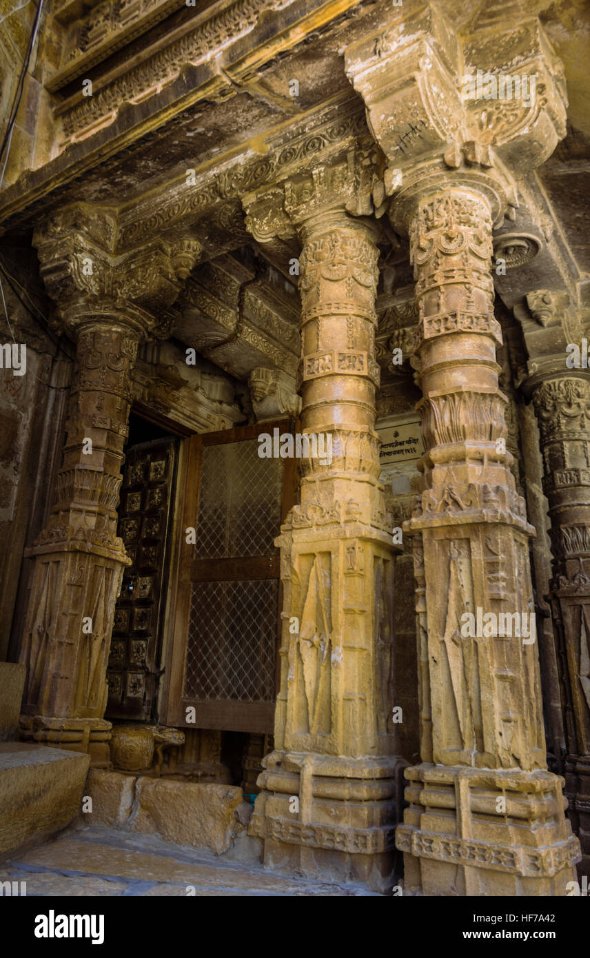 These are a group of Jain temples dating back 12th and 15th centuries and are dedicated to various Jain Tirthankars (Hermits). On the walls of the tem Stock Photo