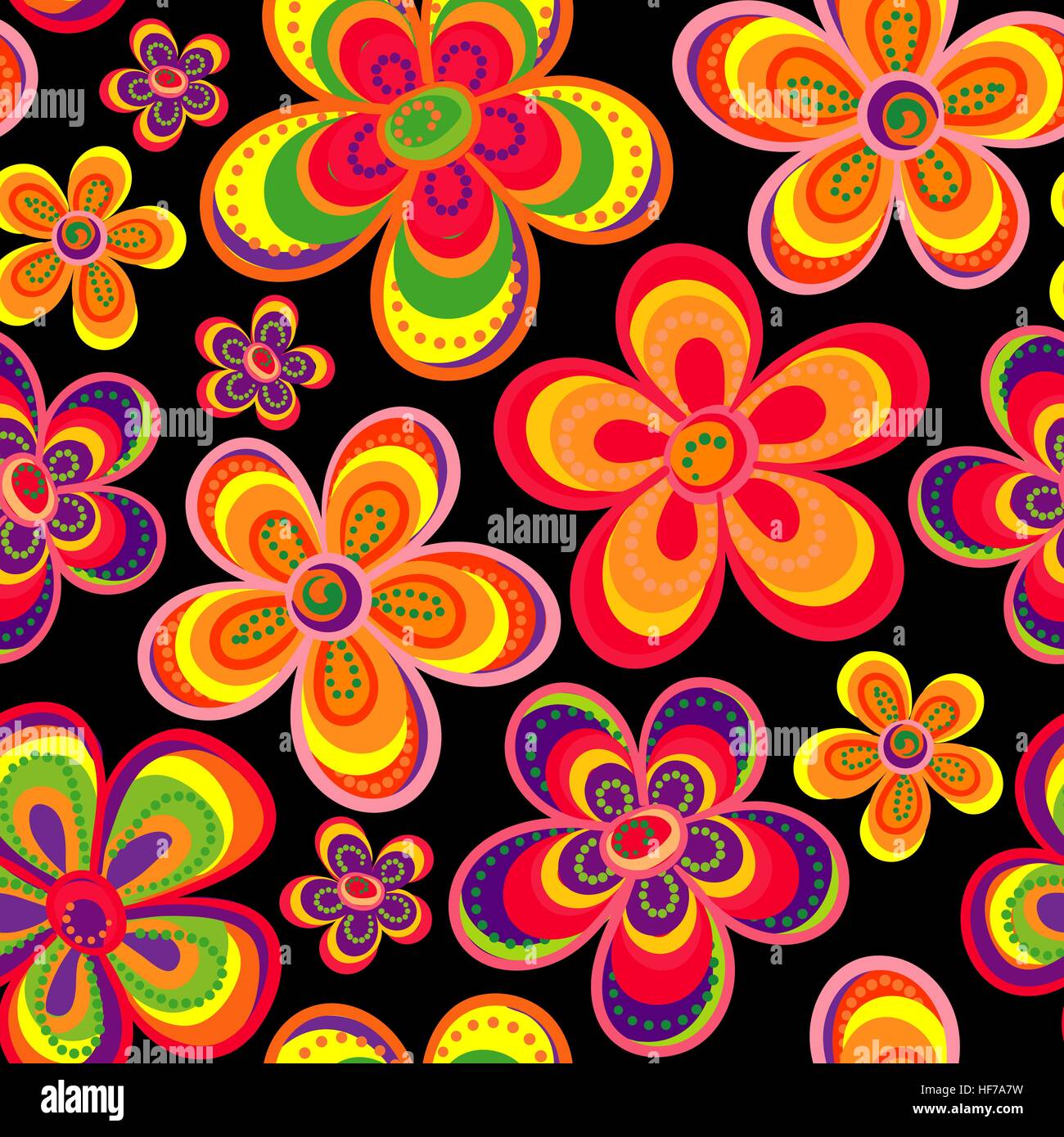 Vector floral pattern in doodle style with flowers. Gentle, spring ...