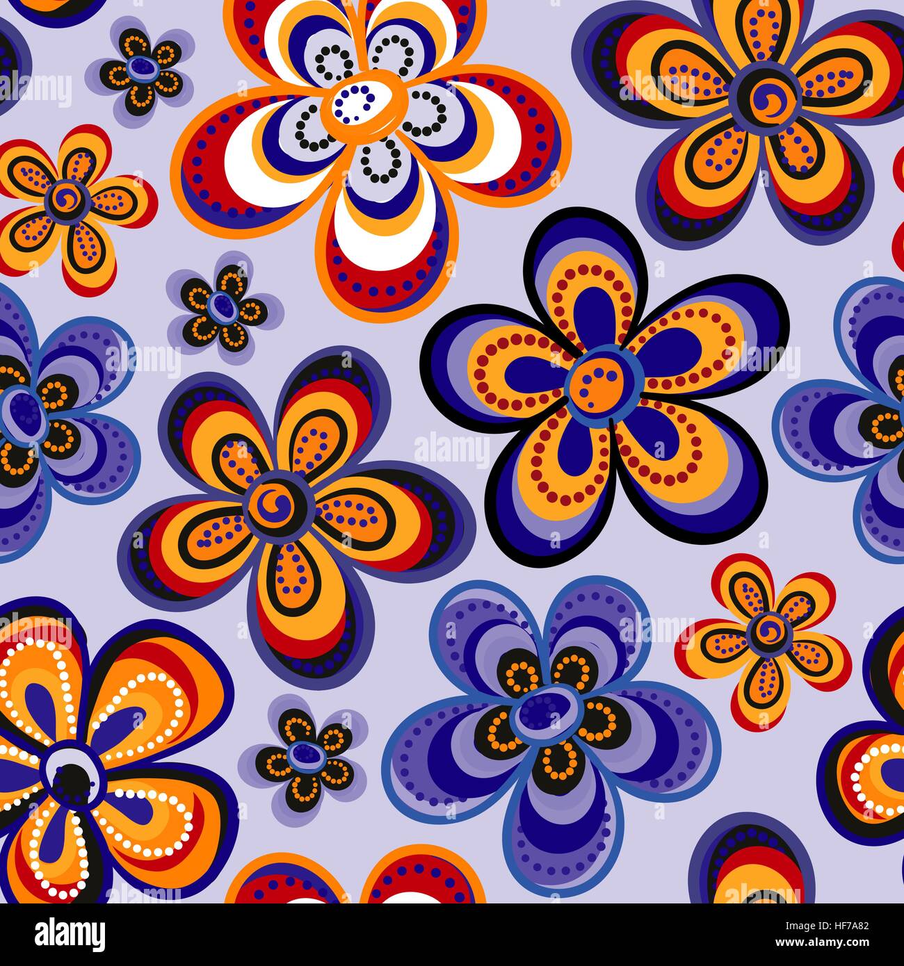 Vector floral pattern in doodle style with flowers. Gentle, spring ...