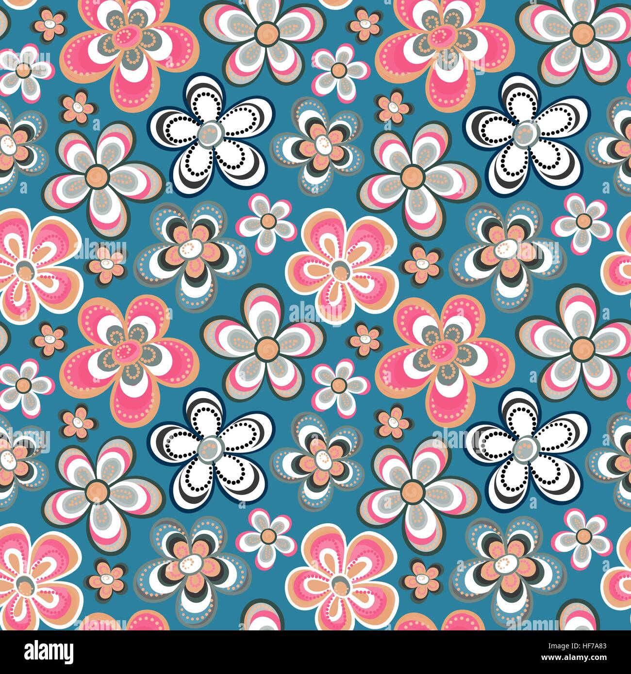 Vector floral pattern in doodle style with flowers. Gentle, spring ...