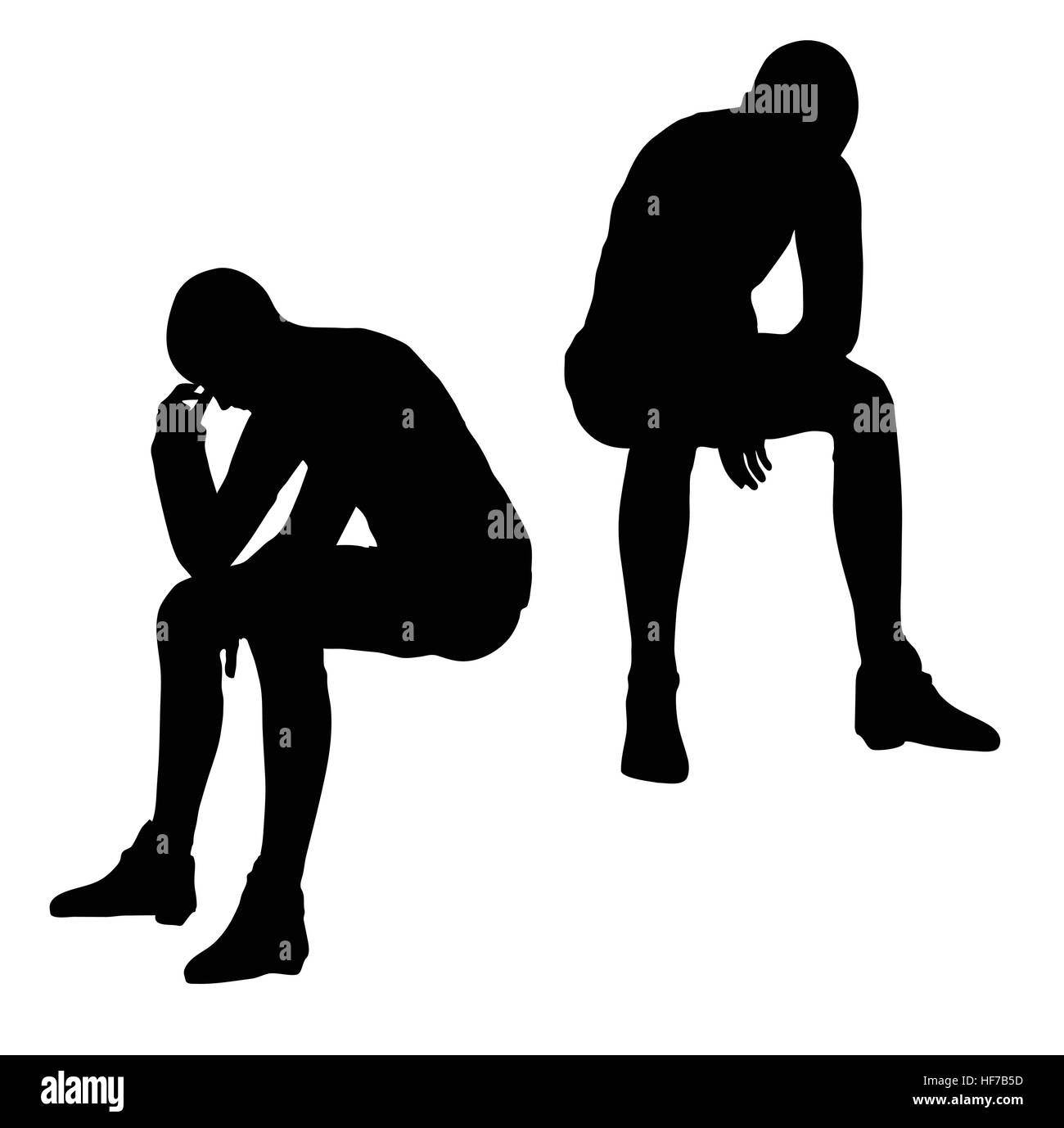 EPS 10 vector illustration of woman in sorrowful pose on white background Stock Vector