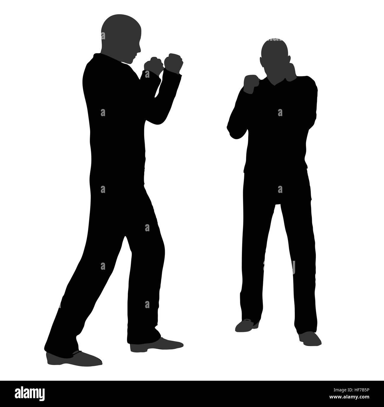 EPS 10 vector illustration of man in fight pose on white background Stock Vector