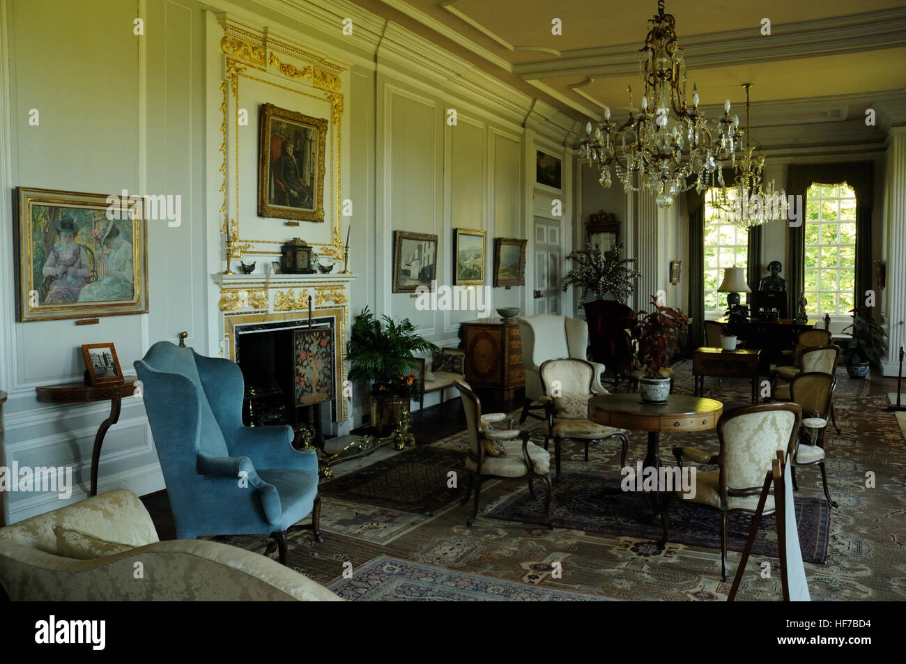 White Drawing Room in Burton Agnes Hall, East Yorkshire, England Stock Photo