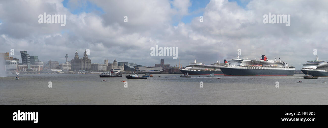The 3 Queens on the Mersey Stock Photo