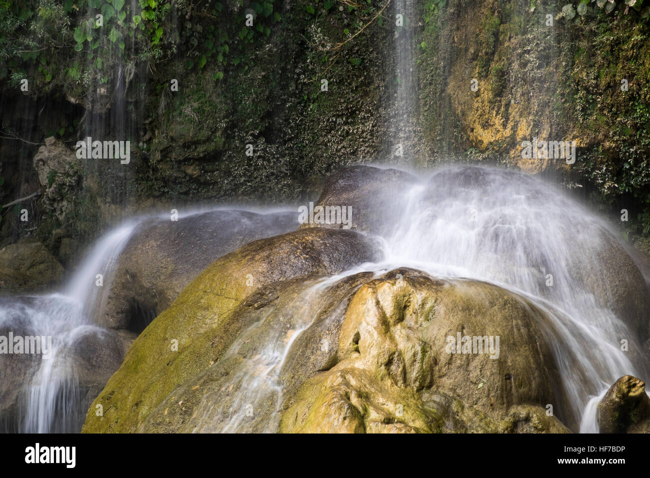 Base of the waterfall, Salto del Arco Iris, Soroa, Cuba Stock Photo