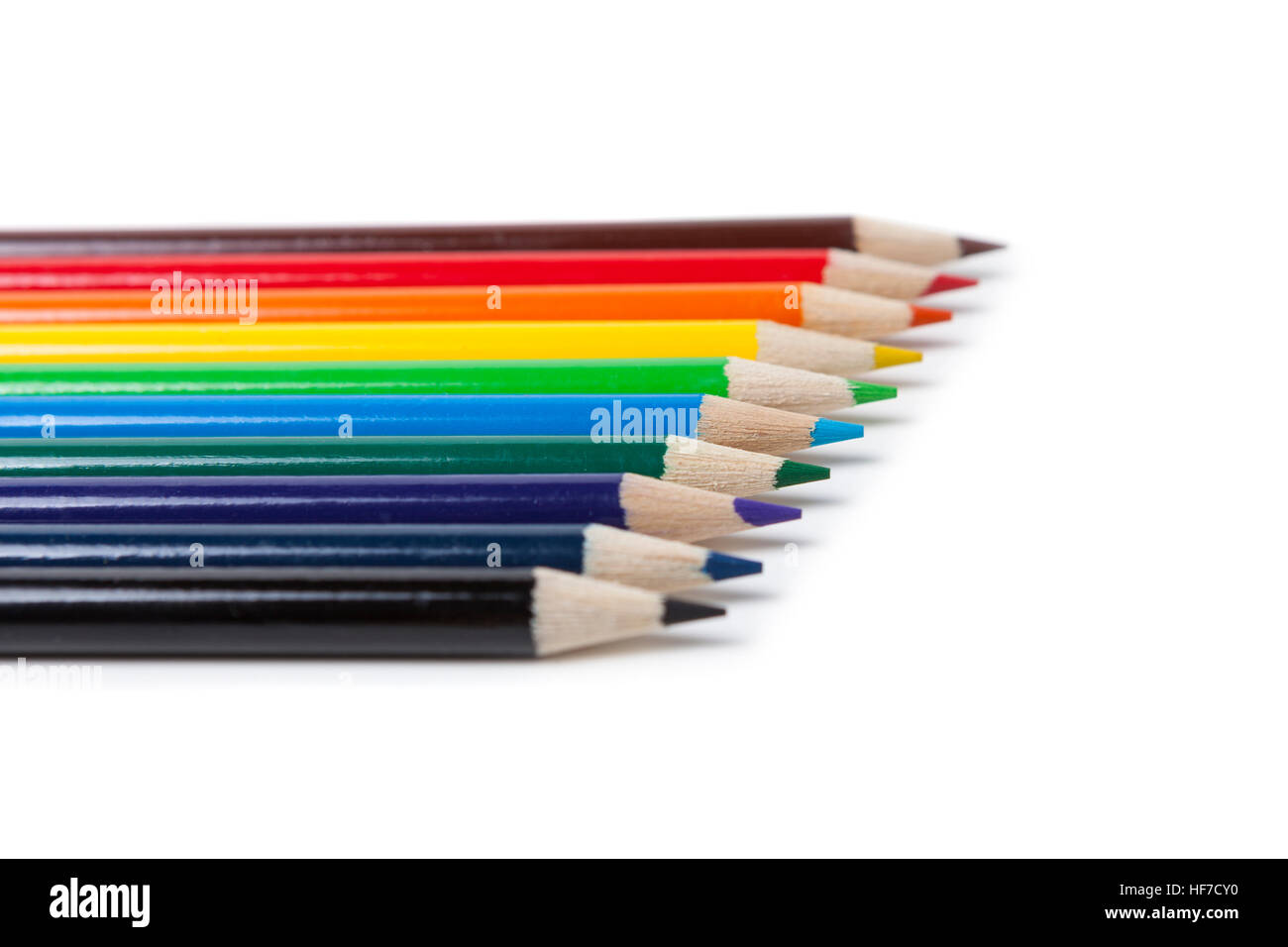 Colored Pencils in order of rainbow on white background Stock Photo - Alamy
