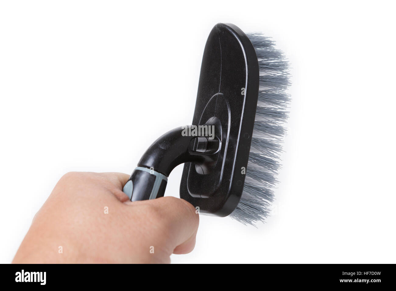Handheld scrub brush for cleaning, isolated over white background. Stock Photo