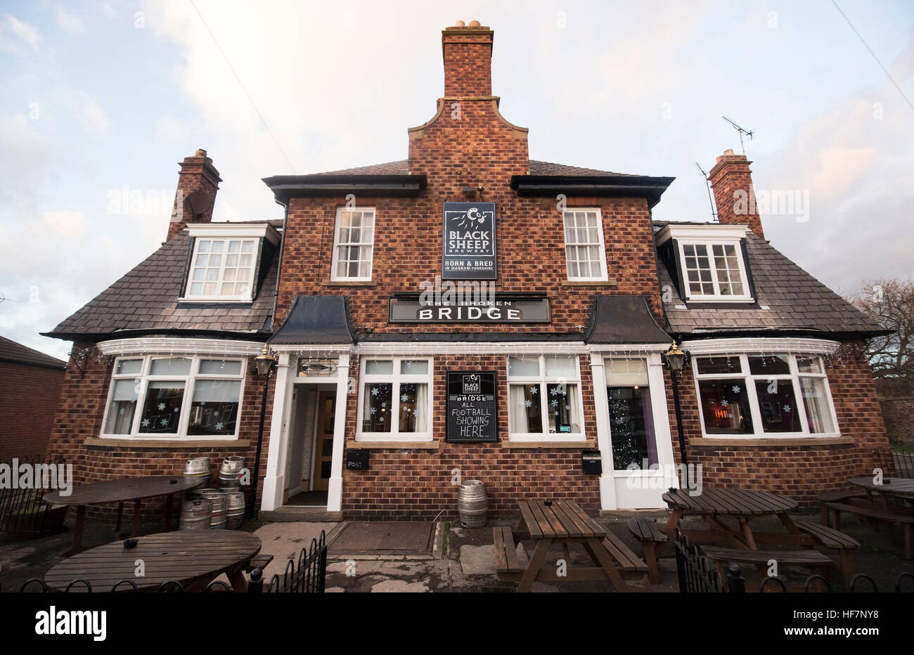 The Broken Bridge pub in Tadcaster as work continues on the 18th