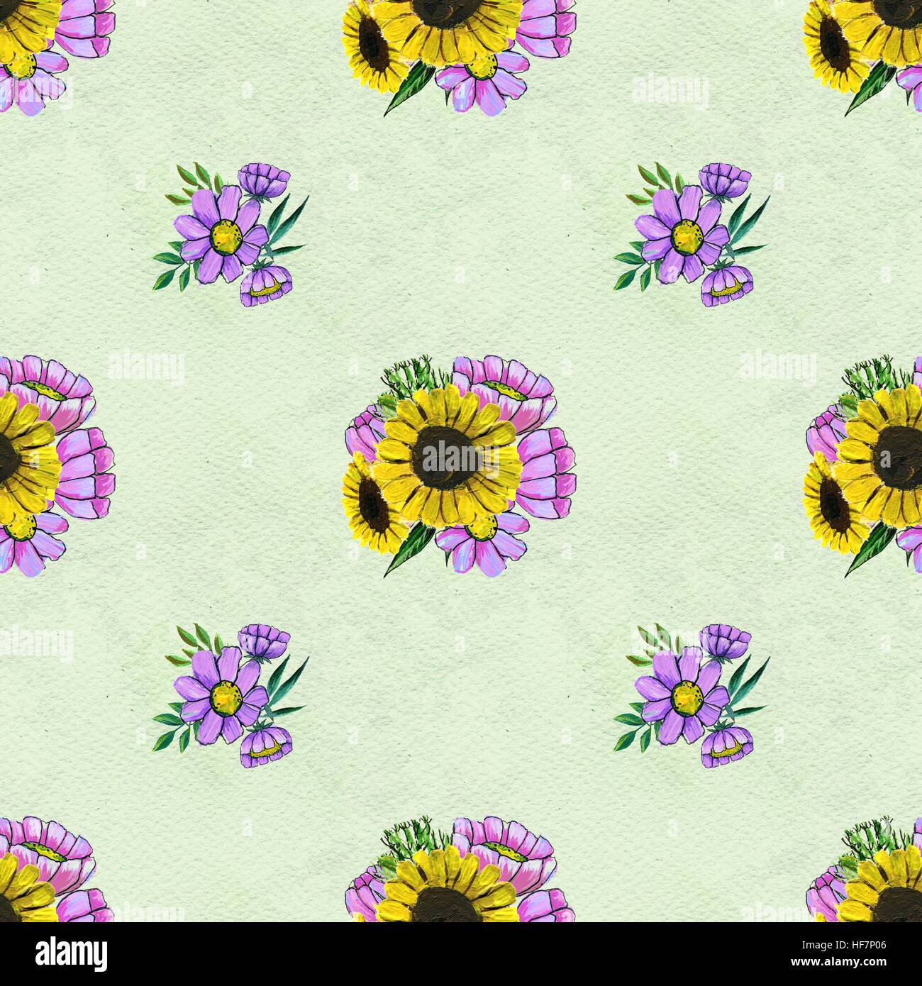 Seamless pattern with colorful flowers Stock Photo - Alamy