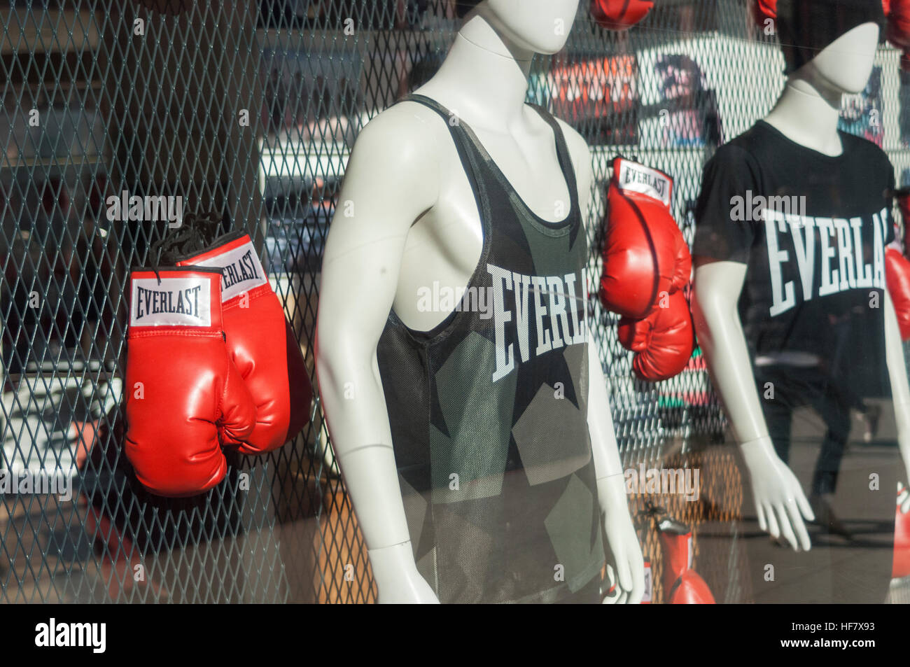 Everlast brand boxing paraphernalia in a store in New York on Sunday,  December 25, 2016. Due to declining participation in sports by youth, sales  of sporting goods have hit record lows. The