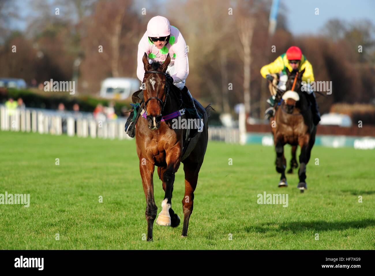 Douvan ridden by Ruby Walsh win the Paddy Power Cashcard Chase during day two of the Christmas Festival at Leopardstown Racecourse. Stock Photo