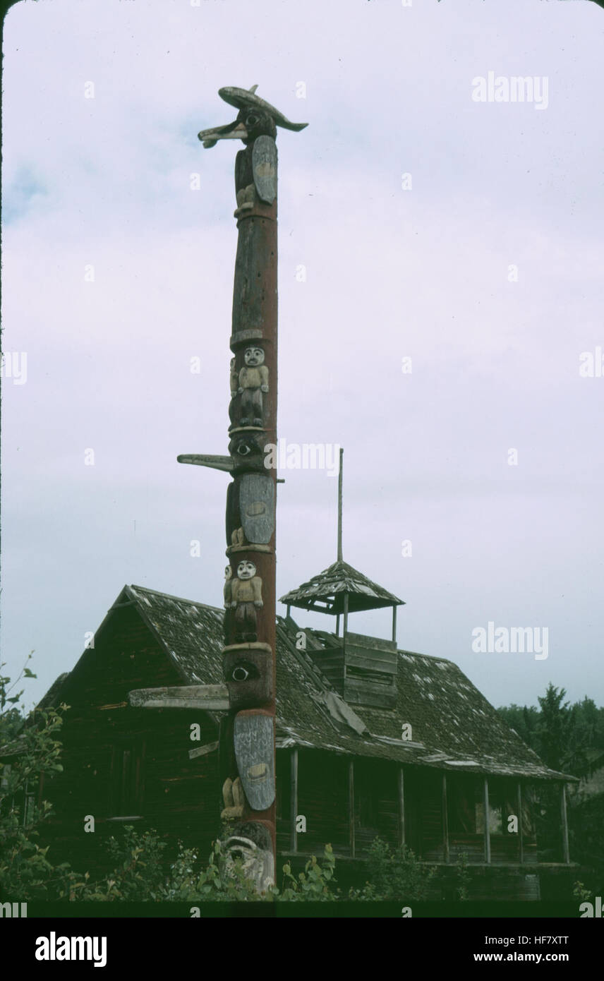 Totem pole; Hazelton, British Columbia, Canada. Stock Photo