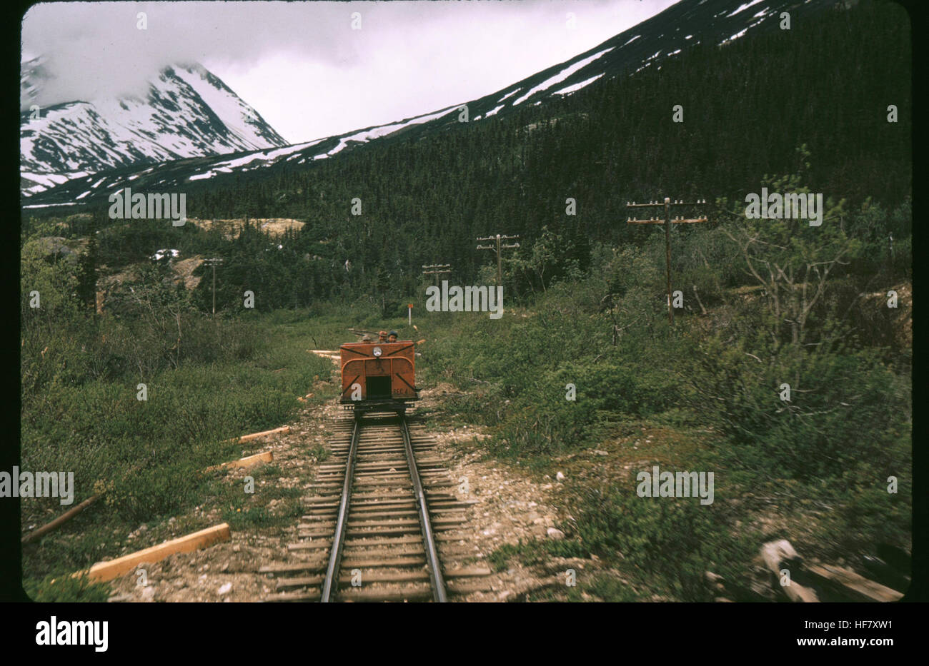 Push car, rail car, on the railroad of White Pass; British Columbia, Canada. Stock Photo