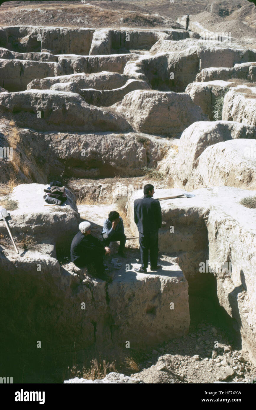 Archaeological excavations from 7th century AD; Afrosiab, outside Samrkand, Uzbekistan. Stock Photo