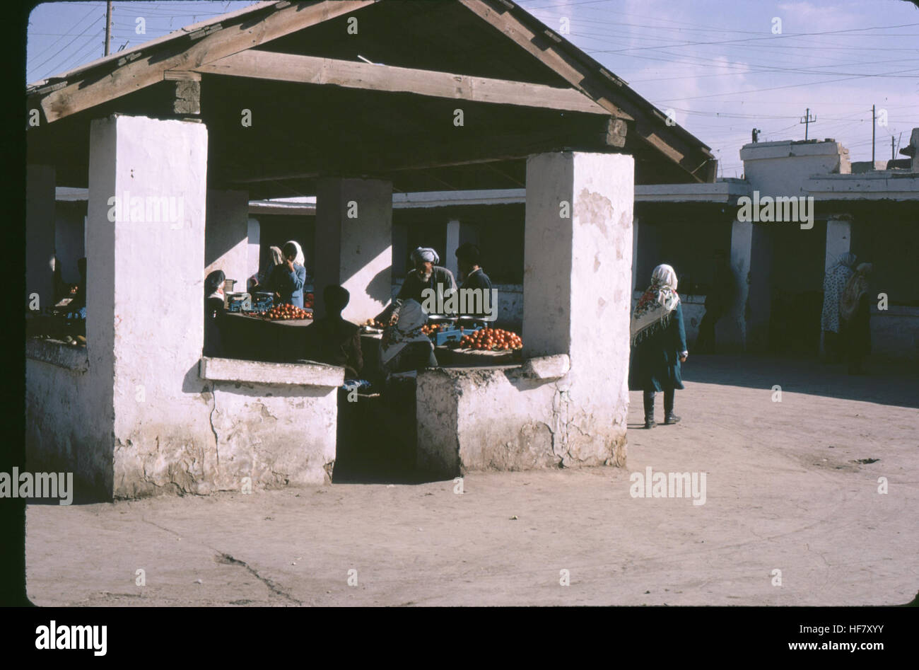 Market place with shops; Bukhara, Uzbekistan, former USSR.  Continental climate: summer - 40-45º C, winter - 20º C Stock Photo