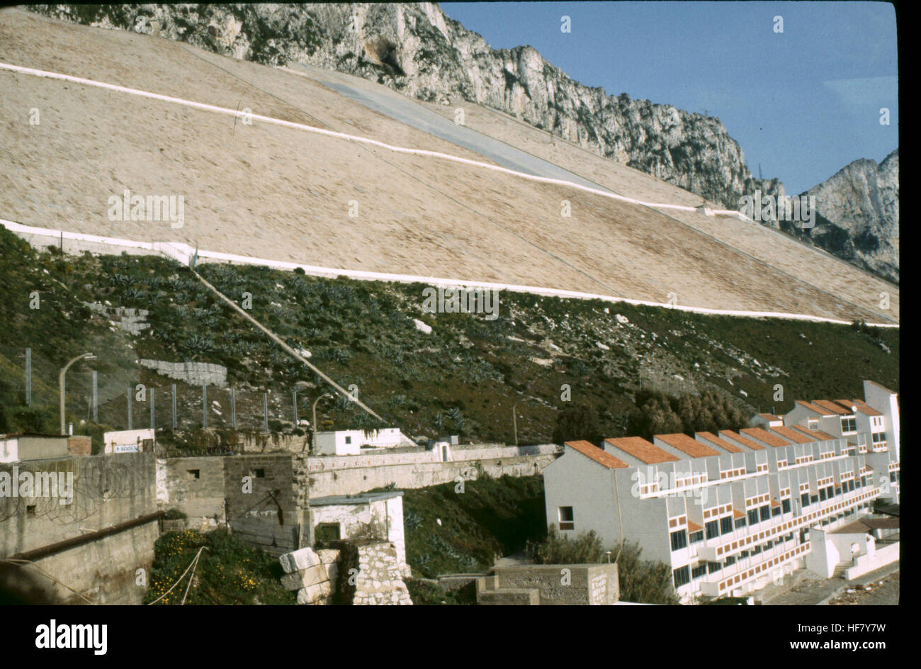 Water catchment and houses at Sandy Bay; Gibraltar. Today most of