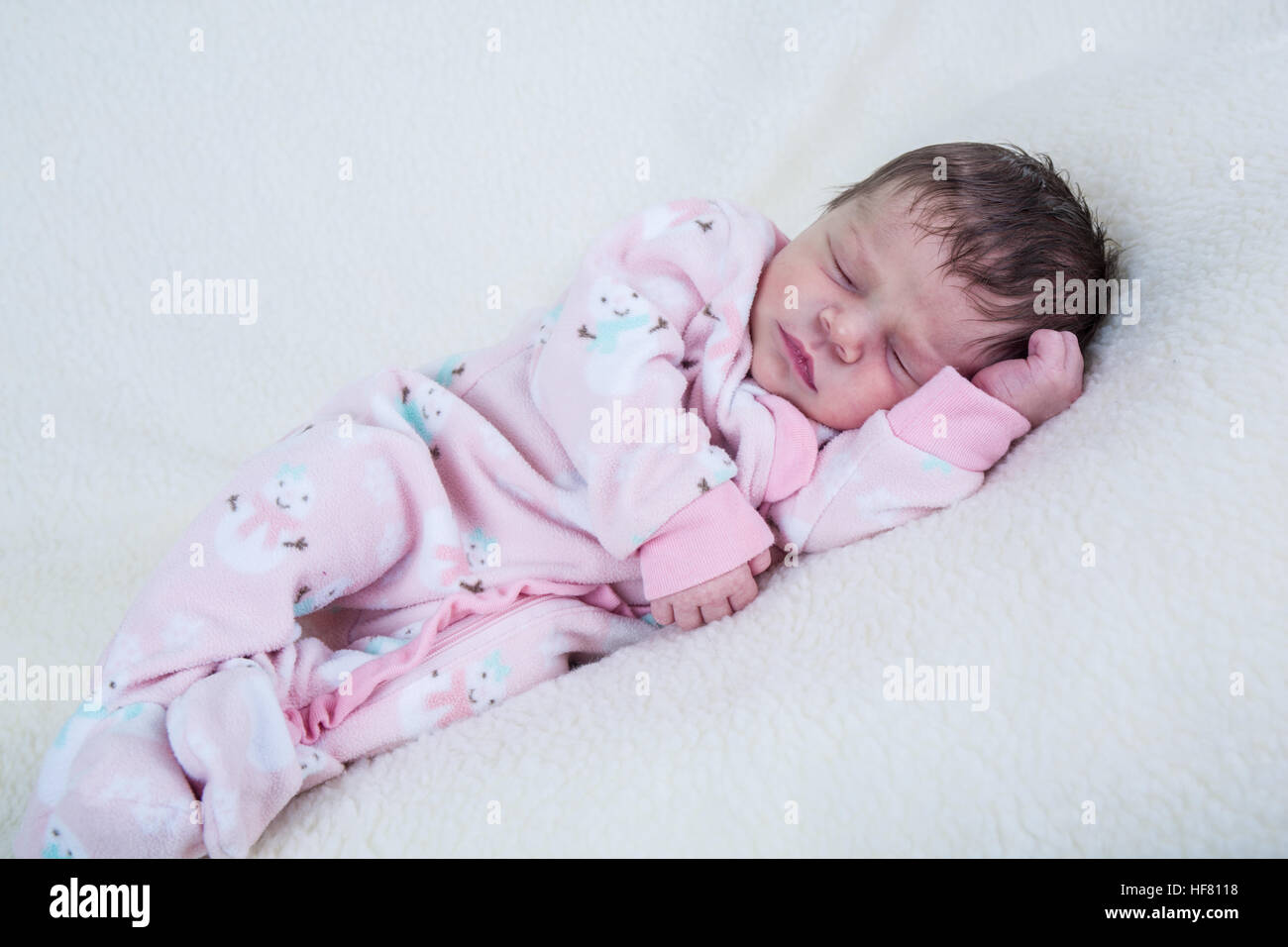 Twelve day old baby girl sleeping Stock Photo Alamy