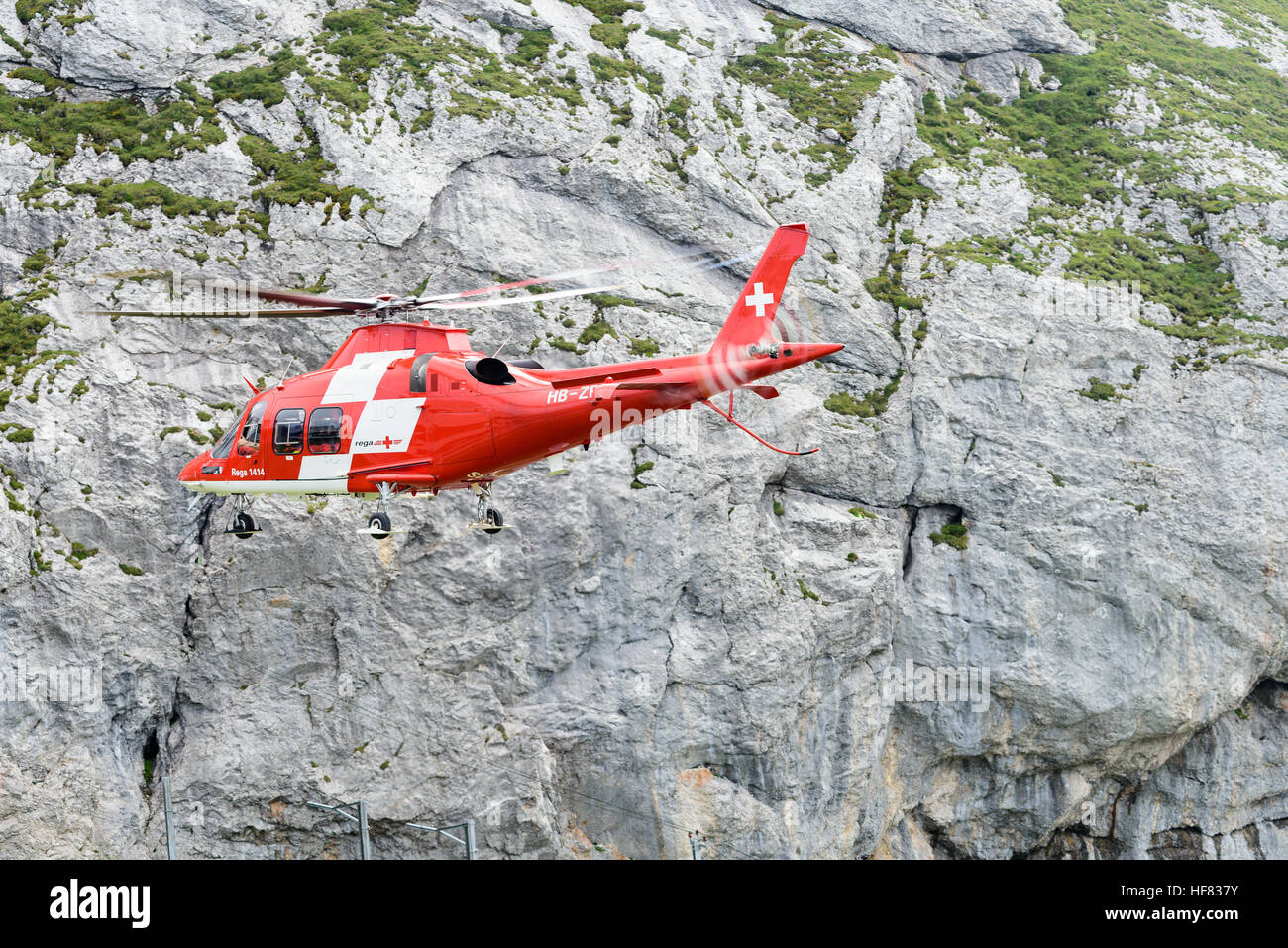 Rega Swiss Air Rescue Agusta A109 flying near Mount Pilatus Stock Photo ...