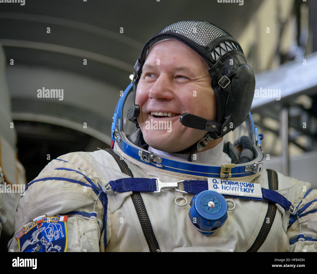 Expedition 50 Russian cosmonaut Oleg Novitskiy of Roscosmos smiles as