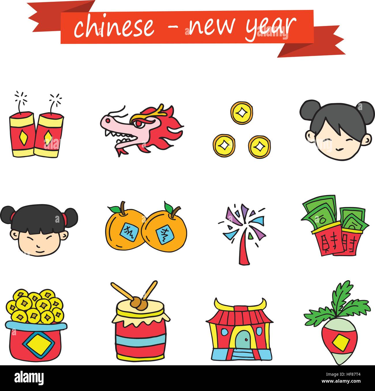 Illustration of Chinese New Year Icons Stock Vector Image & Art - Alamy