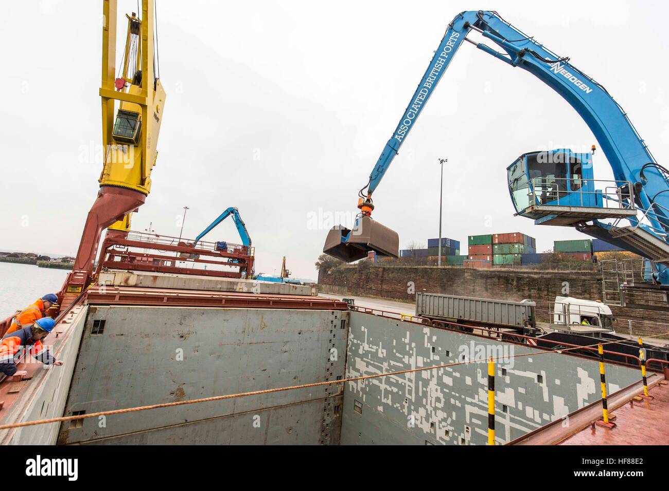 Associated British Ports Garston , Liverpool . Unloading a ship Stock