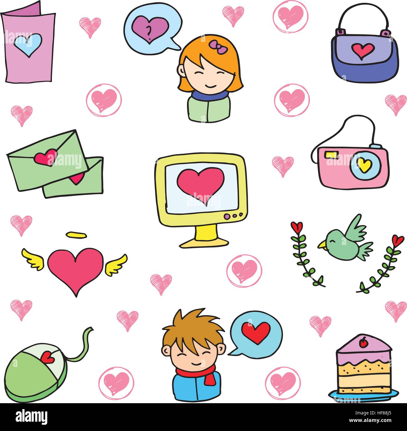 Doodle of love theme vector art Stock Vector Image & Art - Alamy