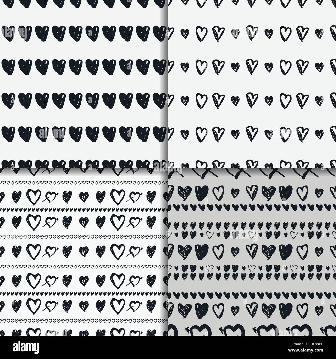 Doodle seamless pattern set with hearts Stock Vector Image & Art - Alamy