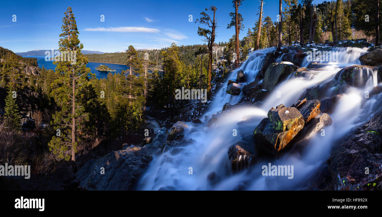 Eagle Falls and Emerald Bay Lake Tahoe, California Stock Photo
