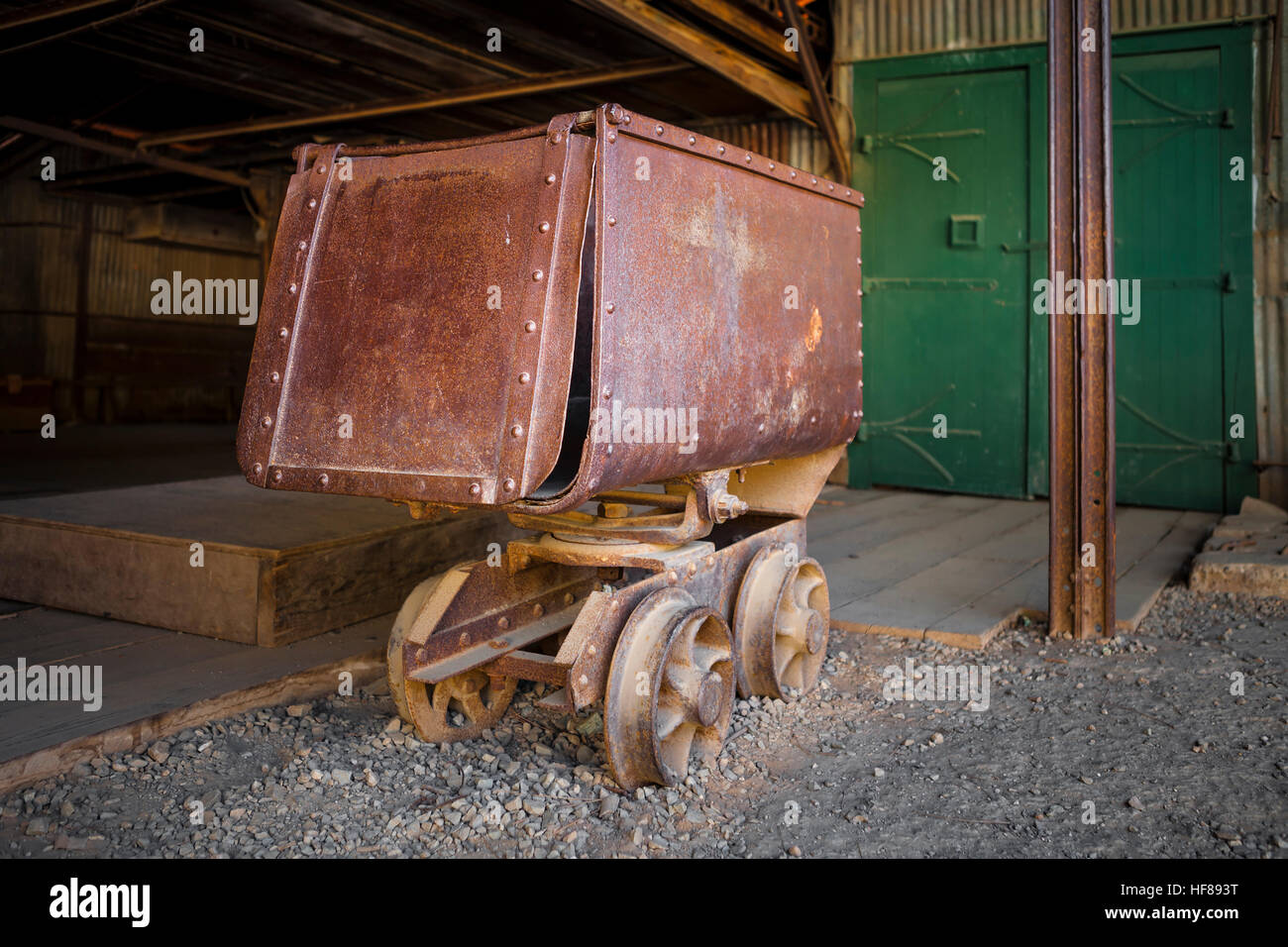 Old Rusty Mining Ore Cart Stock Photo