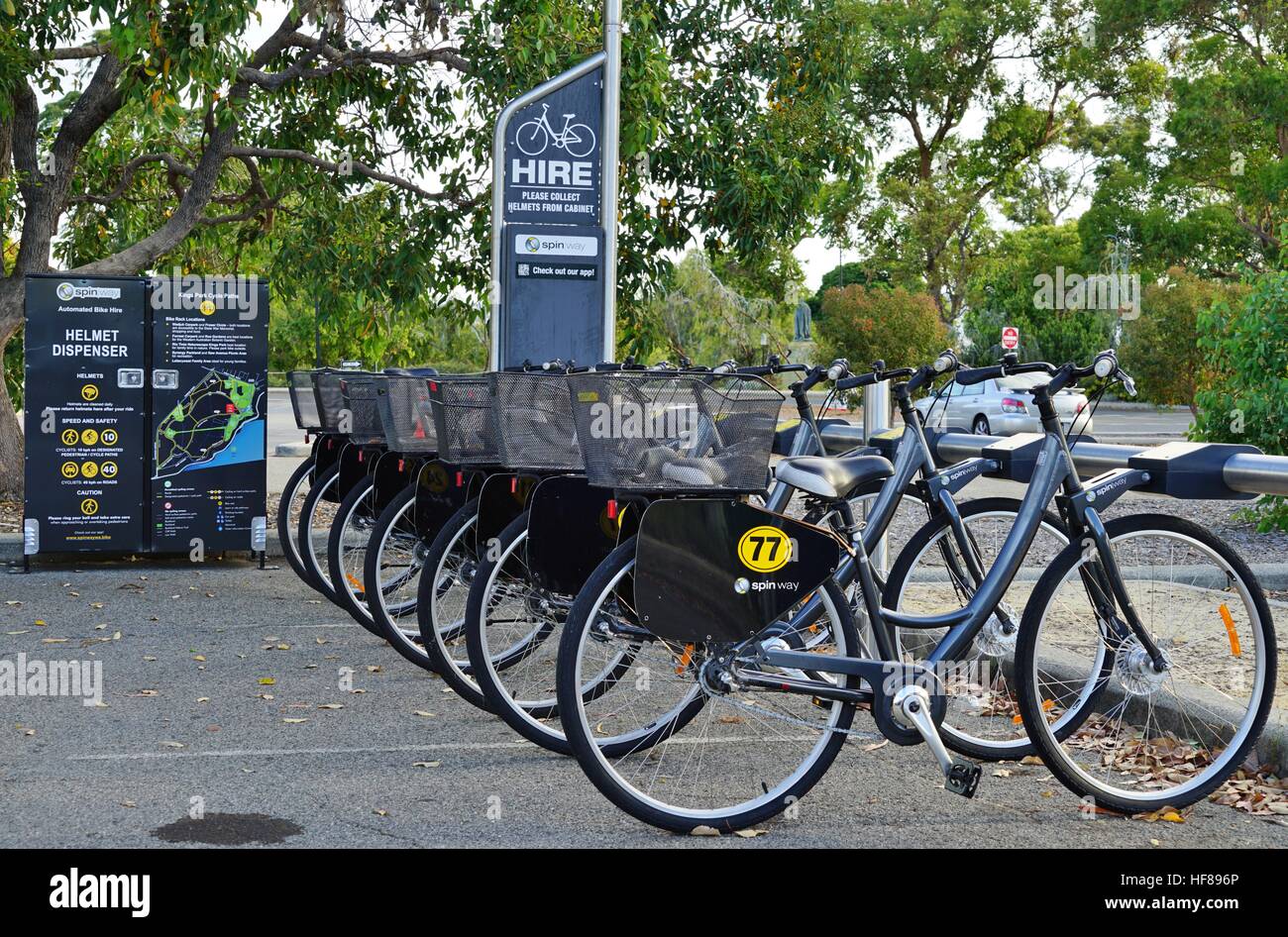 Spinway share bikes available for hire in the street in the Western
