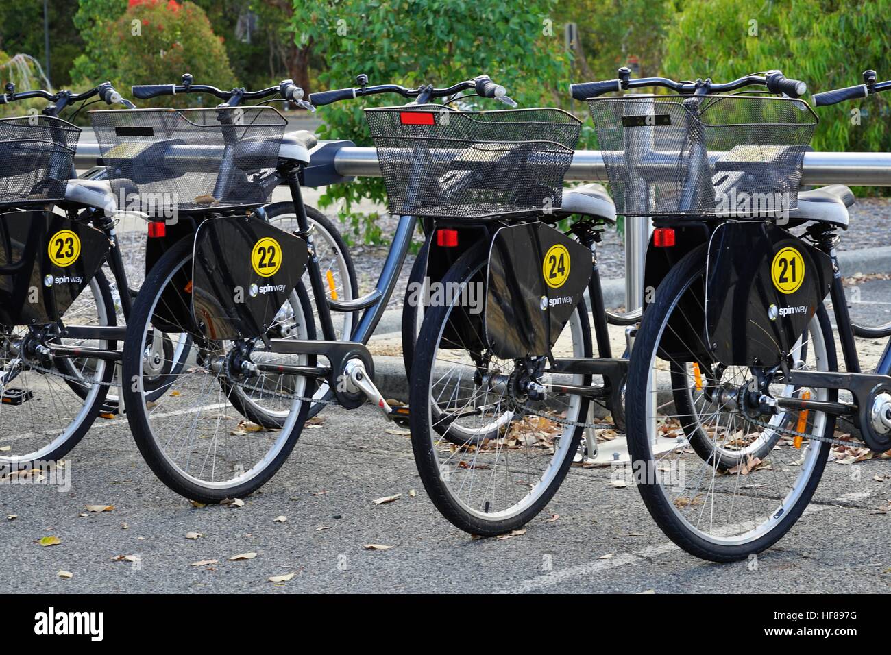 Spinway share bikes available for hire in the street in the Western