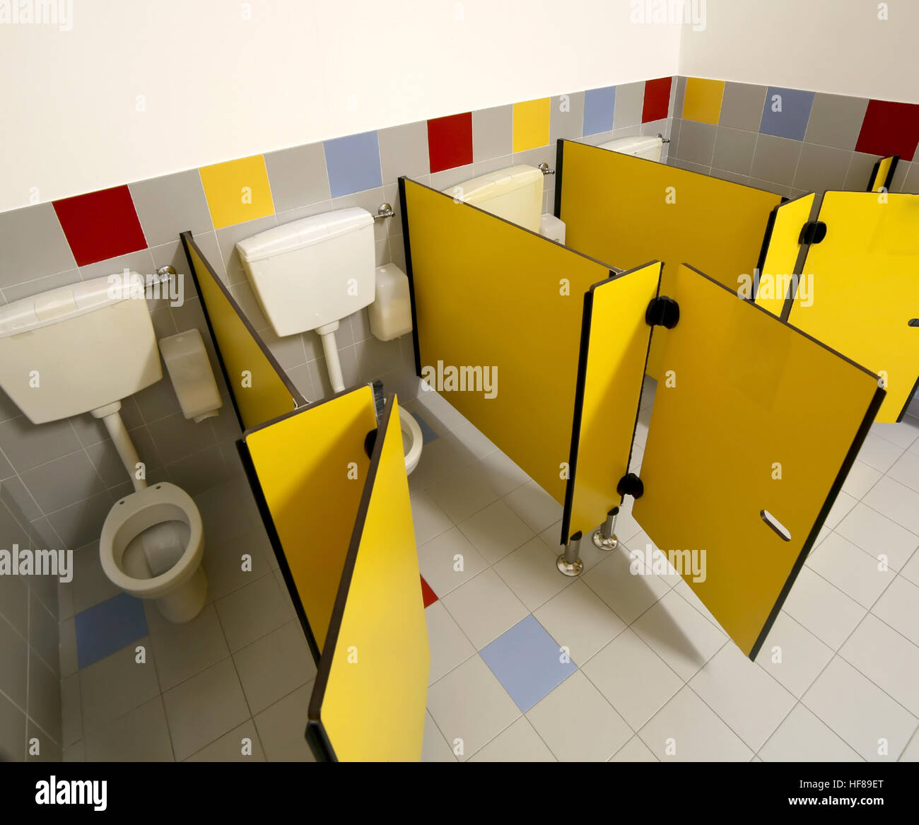 Water Closet Inside The Tiny Cabin Of A Bathroom Of The School Stock