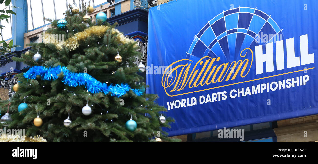 A general view inside Alexandra Palace during day eleven of the William Hill World Darts Championship at Alexandra Palace, London. Stock Photo