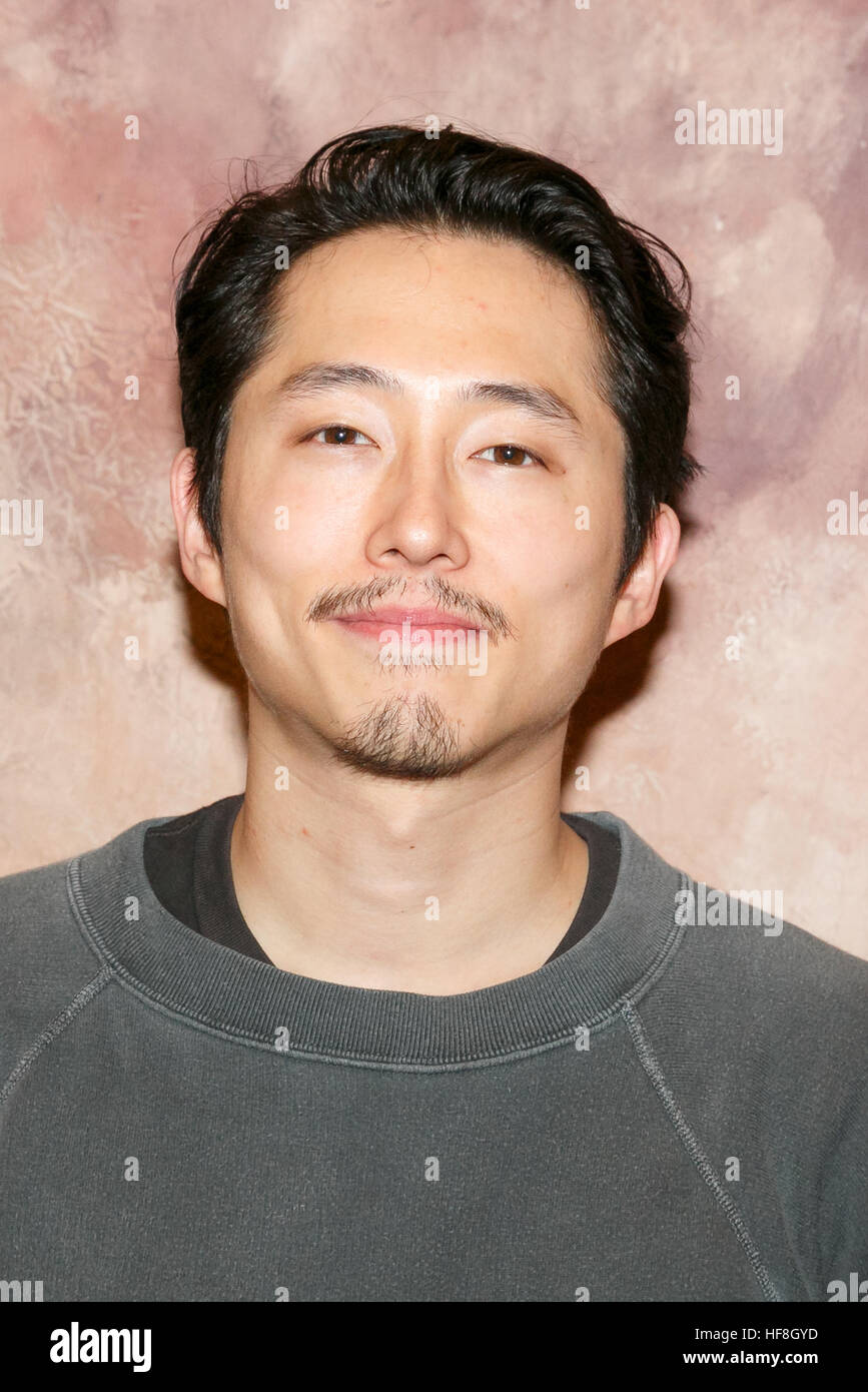 Actor Steven Yeun poses for the cameras during the 11th Hollywood Collector's Convention at Shinagawa Prince Hotel on December 29, 2016, Tokyo, Japan. Four of the cast members for the popular TV series The Walking Dead visited Japan to promote the show and spend time with the fans during the 2-day event which started today. © Rodrigo Reyes Marin/AFLO/Alamy Live News Stock Photo