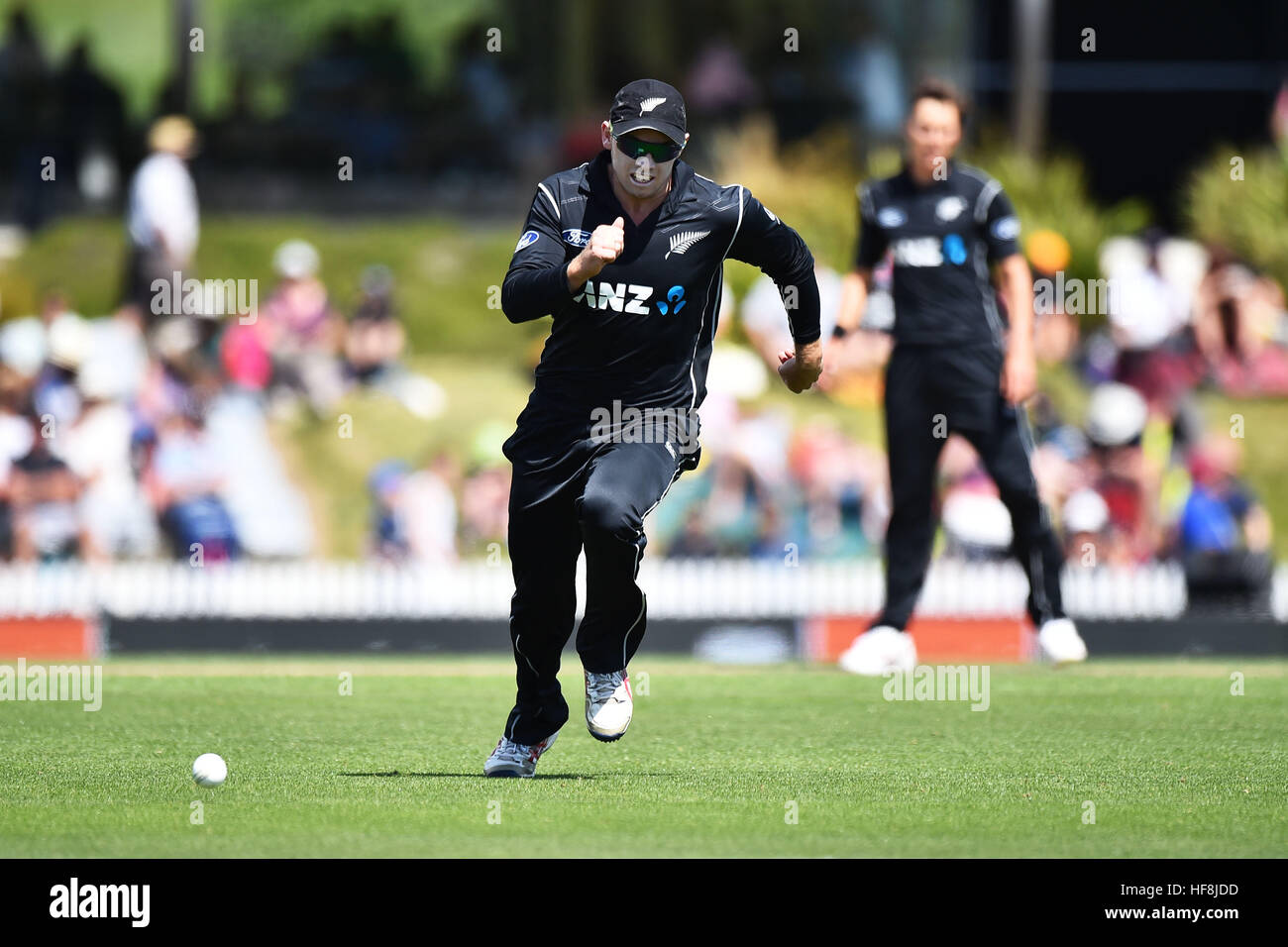 29.12.2016. Saxton Oval, Nelson, New Zealand. 2nd ODI ANZ International Series match, New Zealand Blackcaps versus Bangladesh.  Blackcap player Tom Latham during the 2nd ODI ANZ International Series match. Stock Photo