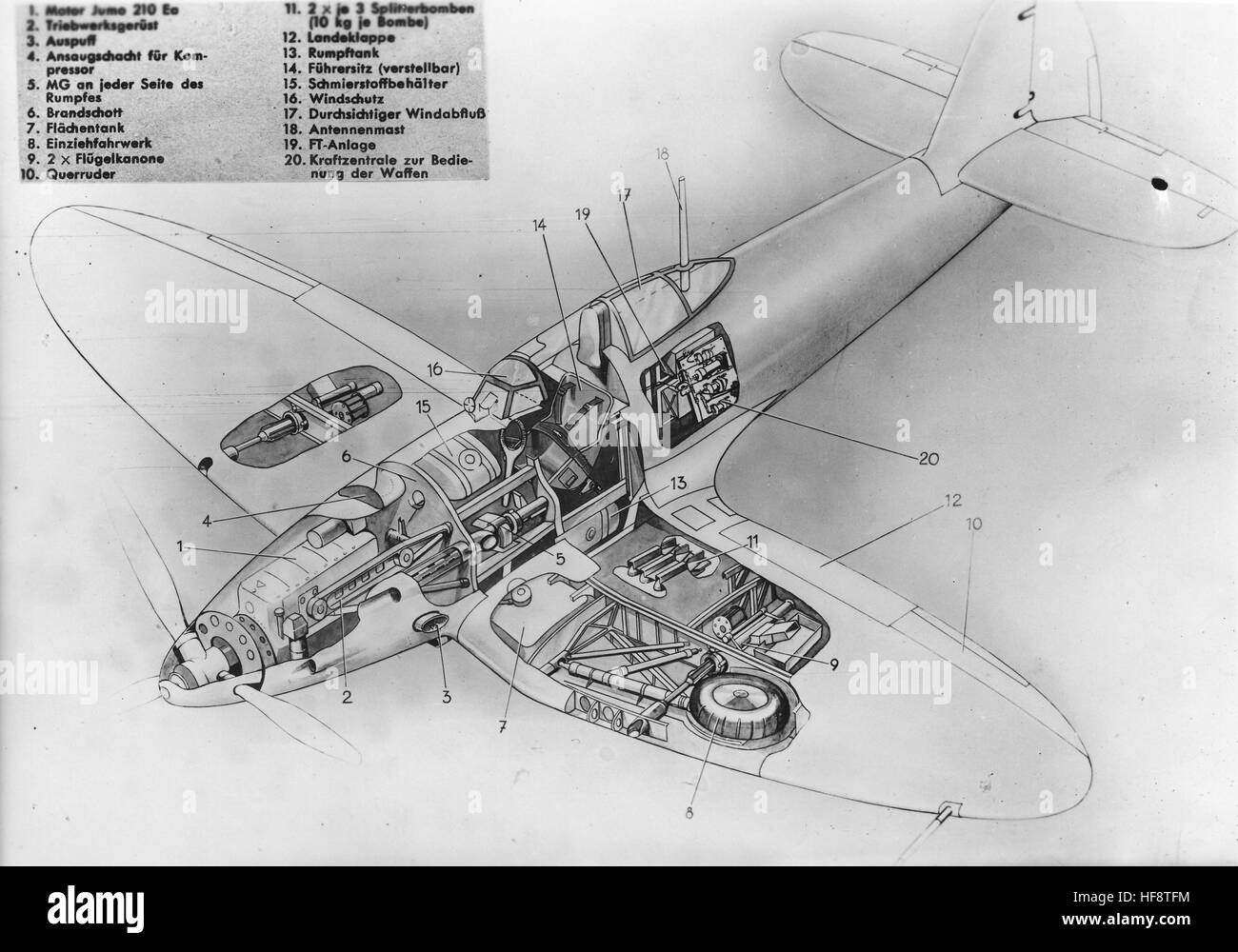 The Nazi propaganda shows a cutaway drawing of a German Wehrmacht Heinkel He 112 fighter plane. Published in December 1937. Fotoarchiv für Zeitgeschichte. - NO WIRELESS SERIVICE -  | usage worldwide Stock Photo