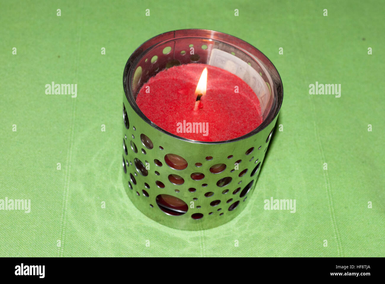 burning red candle Stock Photo Alamy