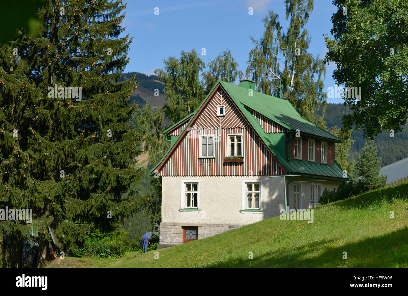 Wohnhaus, Spindlersmuehle, Tschechien, Dwelling house, wooden spindle maker's mill, Czechia Stock Photo