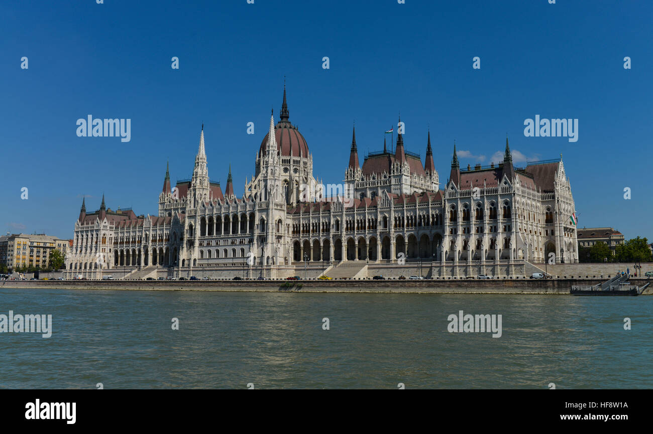 Parlamentsgebaeude, Donau, Budapest, Ungarn, Parliament building, the Danube, Hungarian Stock Photo