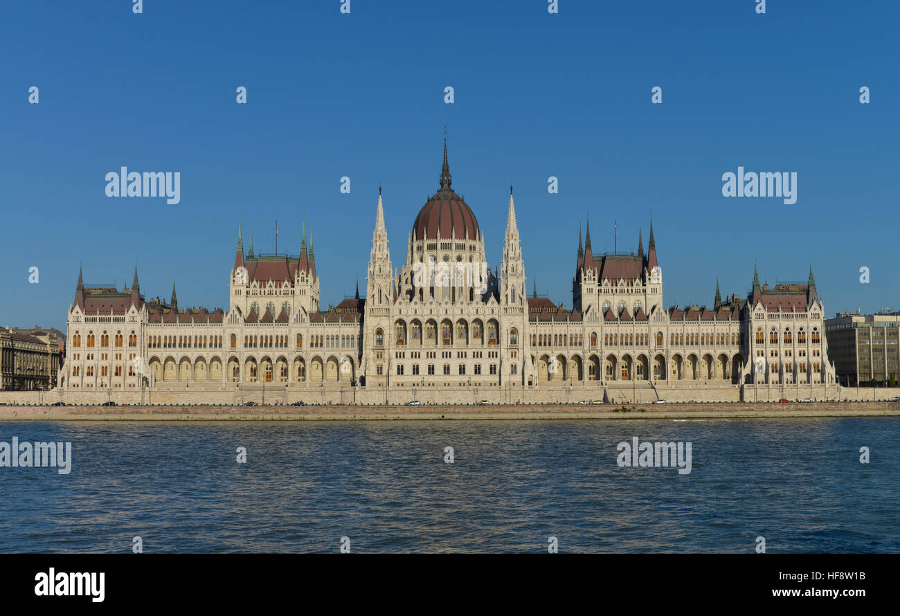 Parlamentsgebaeude, Donau, Budapest, Ungarn, Parliament building, the Danube, Hungarian Stock Photo