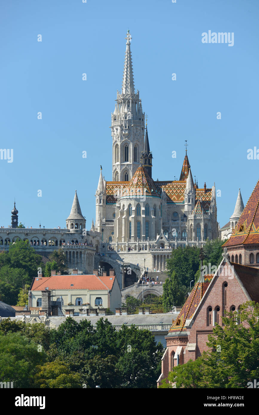 Matthiaskirche, Fischerbastei, Burgberg, Budapest, Ungarn, Matthias's church, fishing bastion, castle mountain, Hungarian Stock Photo