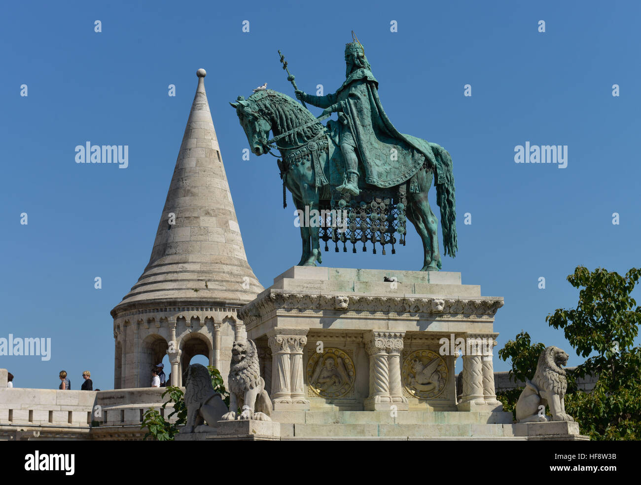 Reiterstatue, Stephan I. der Heilige, Burgberg, Budapest, Ungarn, Rider's statue, Stephan I the saint, castle mountain, Hungary Stock Photo