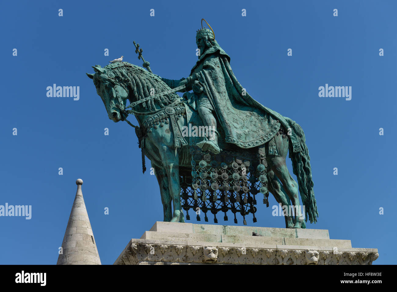 Reiterstatue, Stephan I. der Heilige, Burgberg, Budapest, Ungarn, Rider's statue, Stephan I the saint, castle mountain, Hungary Stock Photo
