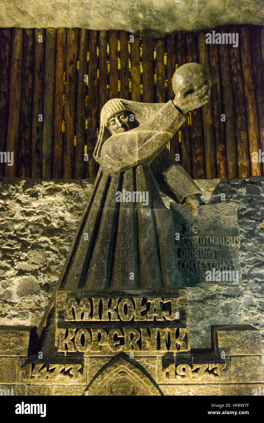 Salzfigur, Nikolaus Kopernikus, Salzmine, Wieliczka, Polen, Salt figure, Nicholas Kopernikus, salt mine, Poland Stock Photo