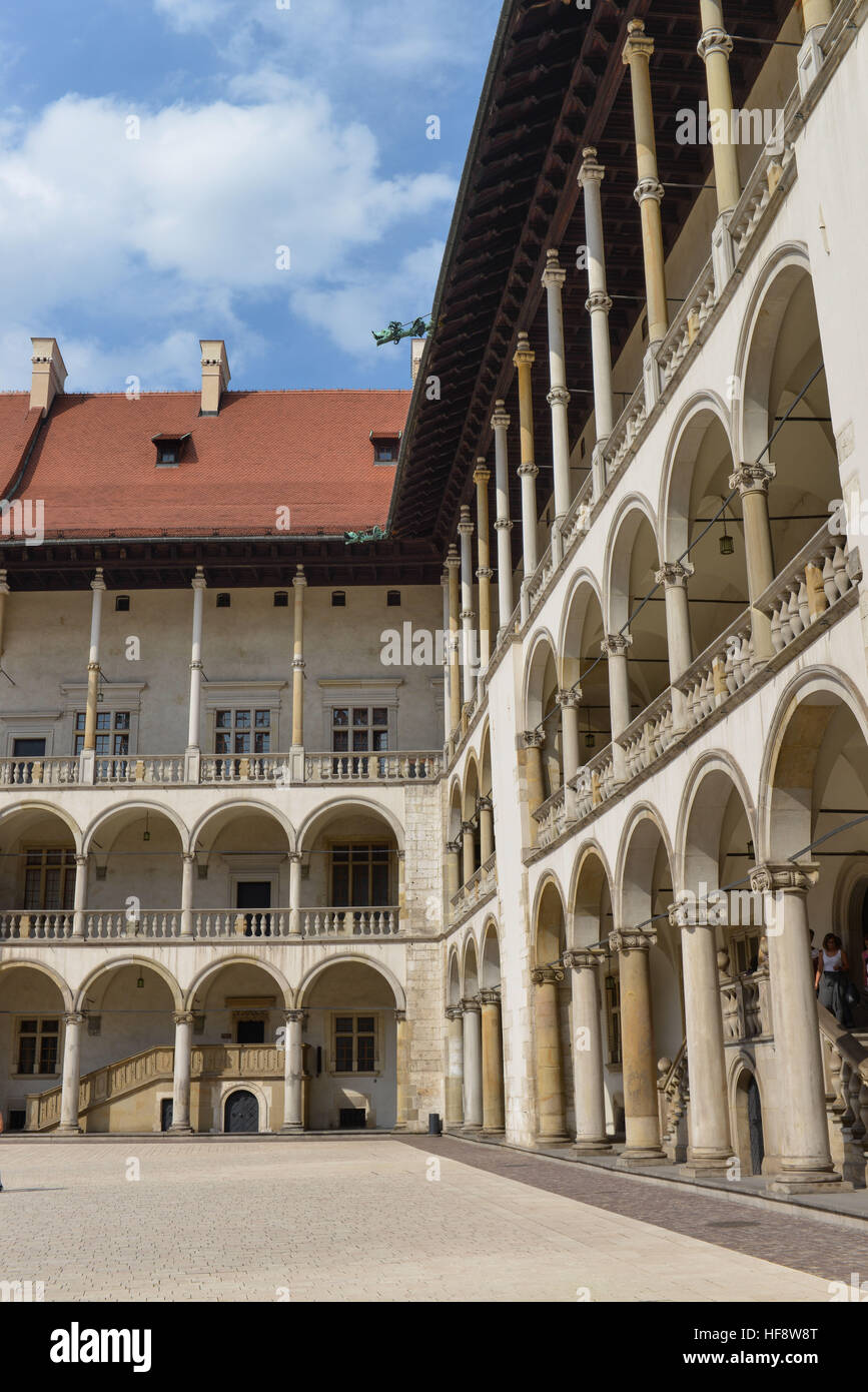 Innenhof, Koenigsschloss, Wawel, Krakau, Polen, Inner courtyard, royal castle, Cracow, Poland Stock Photo